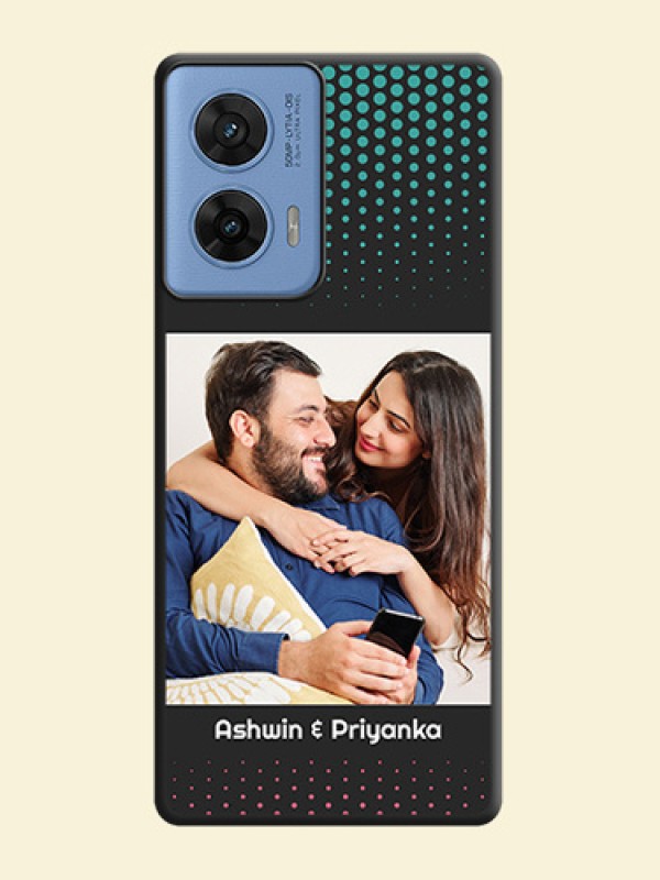 Faded Dots with Grunge Photo Frame and Text On Space Black Custom Soft Matte Mobile Back Cover - Motorola G96 5G