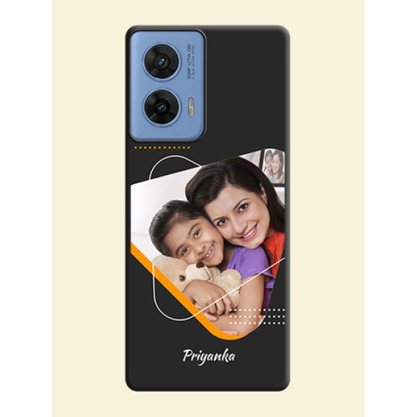 Yellow Triangle on Photo On Space Black Custom Soft Matte Mobile Back Cover - Motorola G96 5G