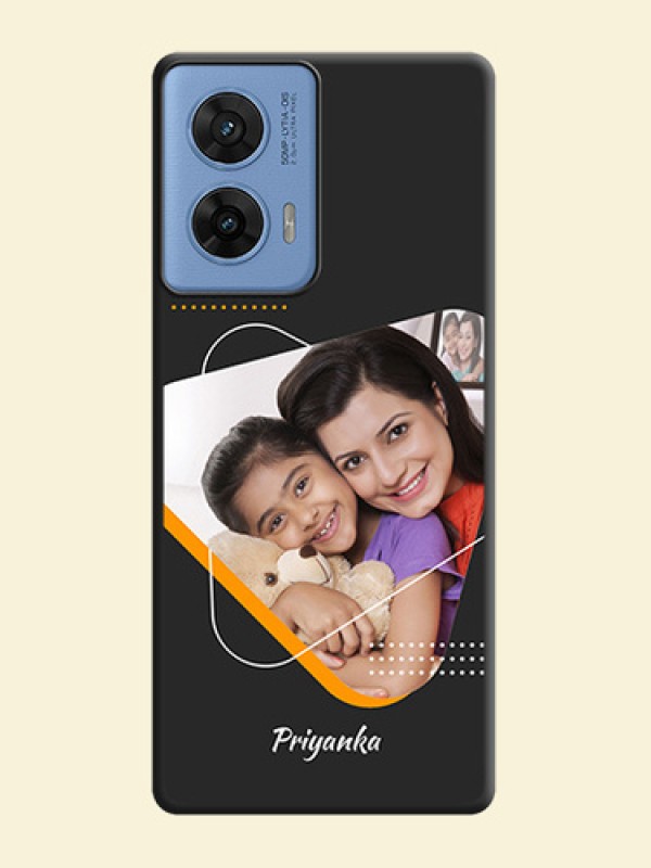 Yellow Triangle on Photo On Space Black Custom Soft Matte Mobile Back Cover - Motorola G96 5G