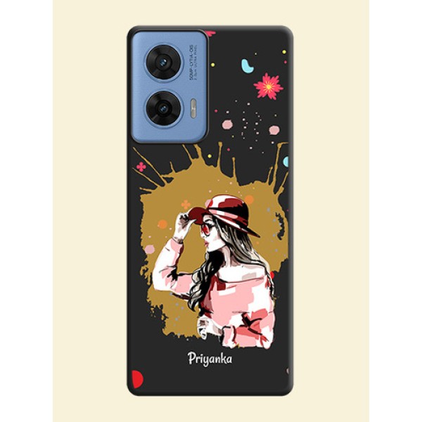 Mordern Lady With Color Splash Background With Custom Text On Space Black Custom Soft Matte Mobile Back Cover - Motorola G96 5G