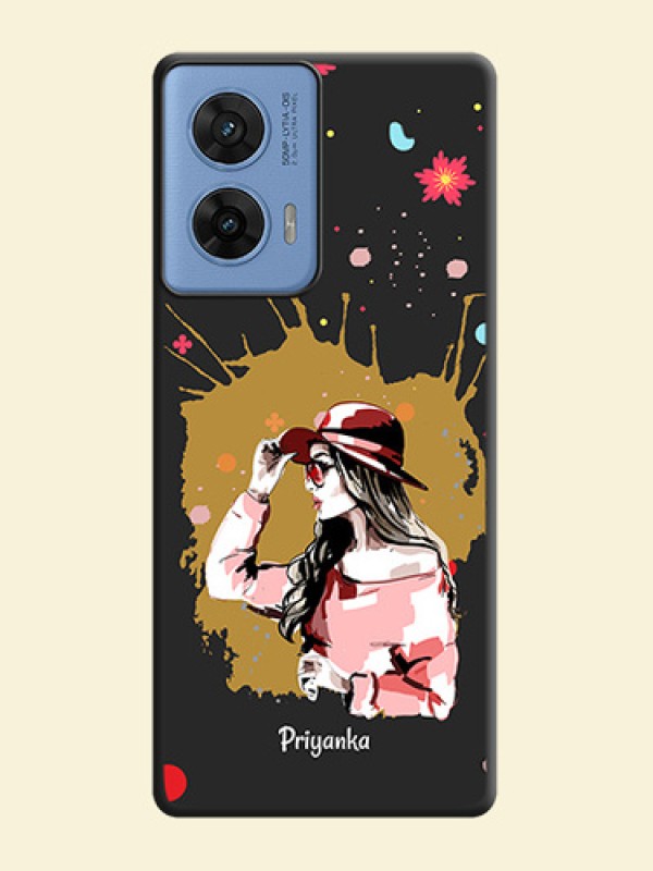 Mordern Lady With Color Splash Background With Custom Text On Space Black Custom Soft Matte Mobile Back Cover - Motorola G96 5G