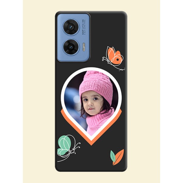 Upload Pic With Simple Butterly Design On Space Black Custom Soft Matte Mobile Back Cover - Motorola G96 5G Upload Pic With Simple Butterly Design On Space Black Custom Soft Matte Mobile Back Cover - Motorola G96 5G