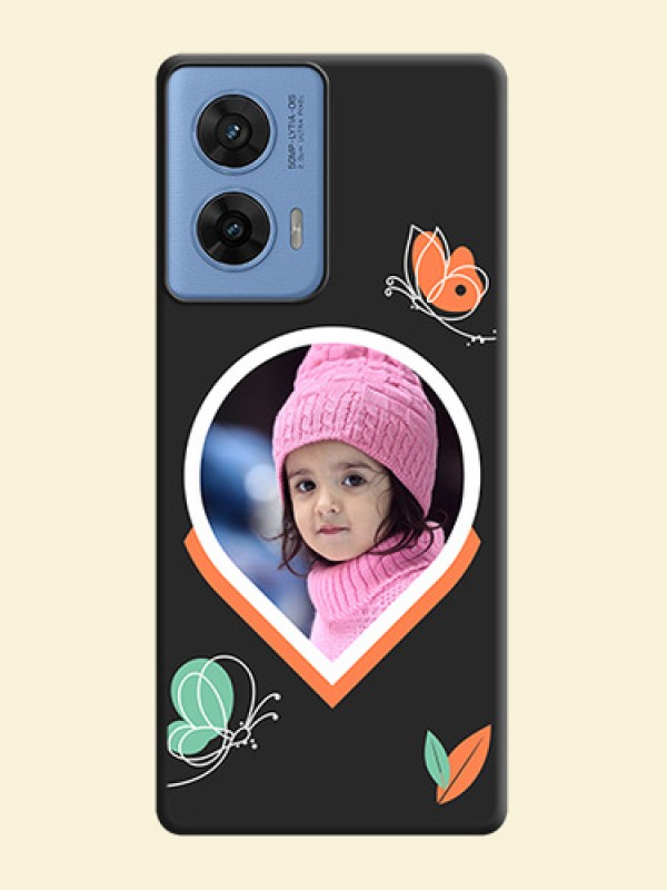 Upload Pic With Simple Butterly Design On Space Black Custom Soft Matte Mobile Back Cover - Motorola G96 5G