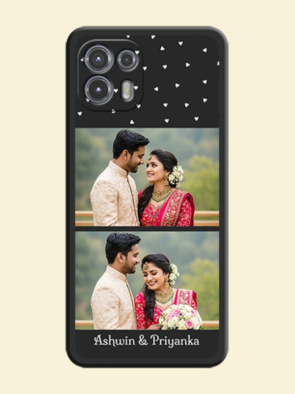 Miniature Love Symbols with Name on Space Black Custom Soft Matte Back Cover - Moto Edge 20 Fusion 5G