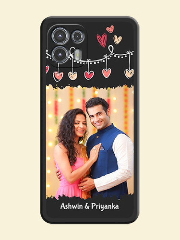 Pink Love Hangings with Name on Space Black Custom Soft Matte Phone Cases - Moto Edge 20 Fusion 5G