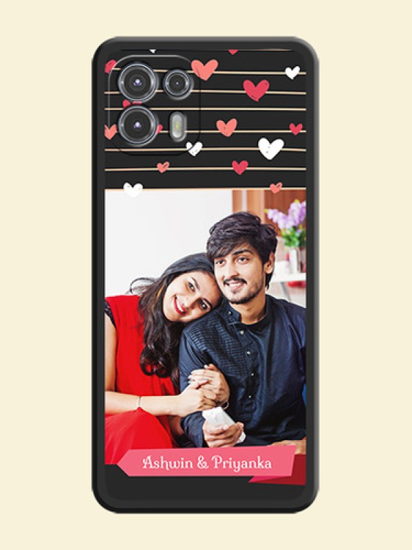 Love Pattern with Name on Pink Ribbon  on Photo on Space Black Soft Matte Back Cover - Moto Edge 20 Fusion 5G