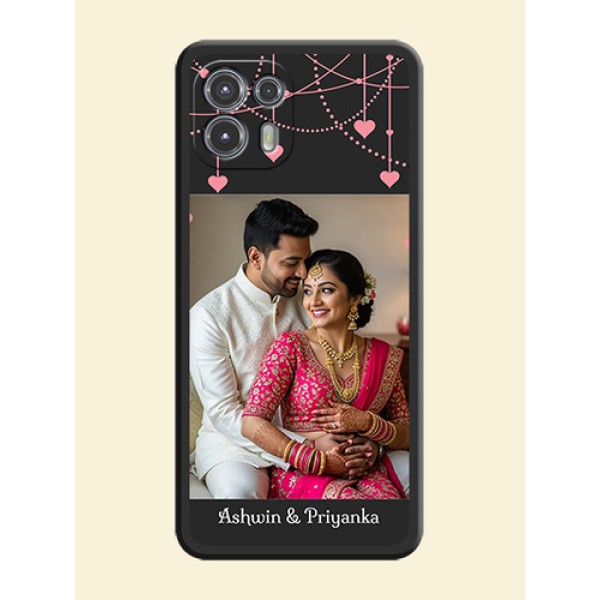 Pink Love Hangings with Text on Space Black Custom Soft Matte Back Cover - Moto Edge 20 Fusion 5G Pink Love Hangings with Text on Space Black Custom Soft Matte Back Cover - Moto Edge 20 Fusion 5G