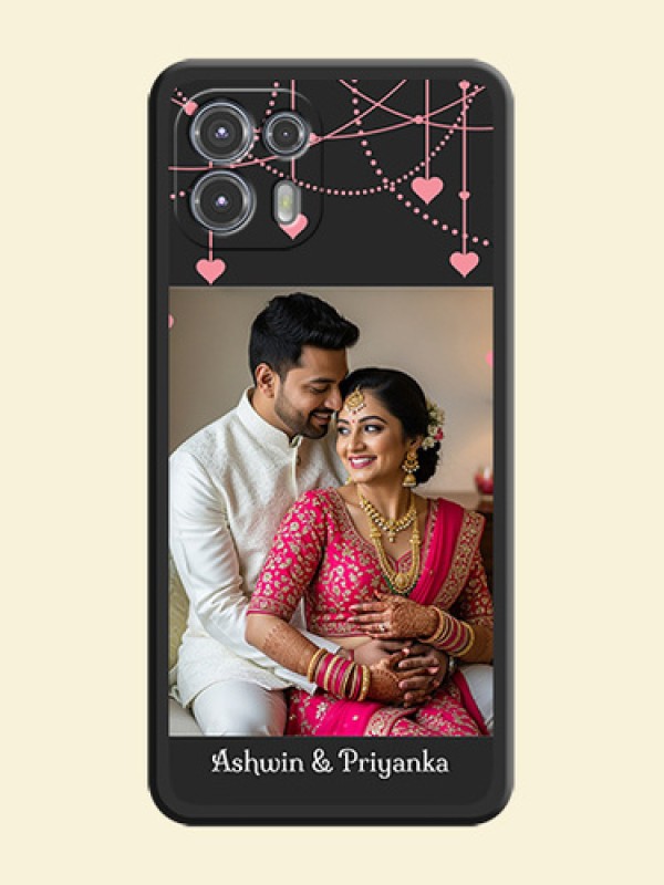 Pink Love Hangings with Text on Space Black Custom Soft Matte Back Cover - Moto Edge 20 Fusion 5G