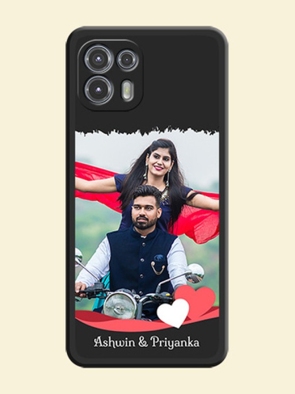 Pin Color Love Shaped Ribbon Design with Text on Space Black Custom Soft Matte Phone Back Cover - Moto Edge 20 Fusion 5G