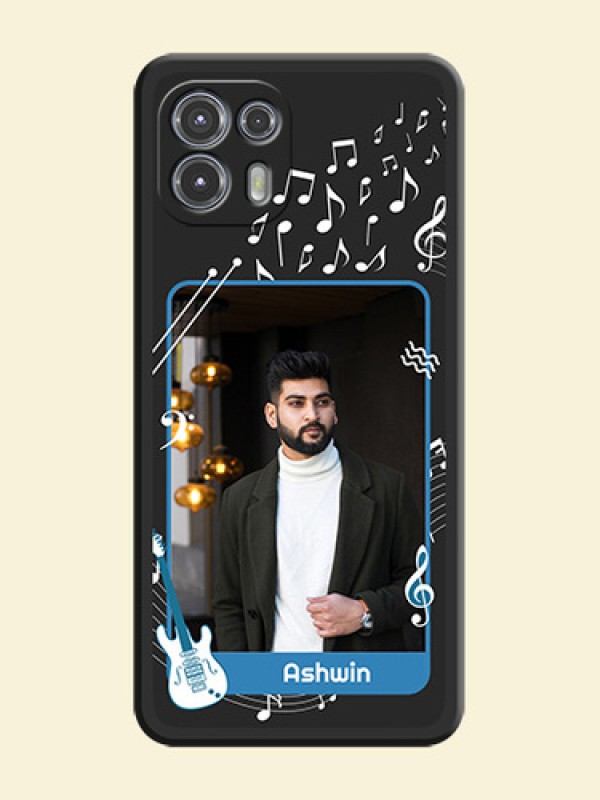 Musical Theme Design with Text on Photo on Space Black Soft Matte Mobile Case - Moto Edge 20 Fusion 5G