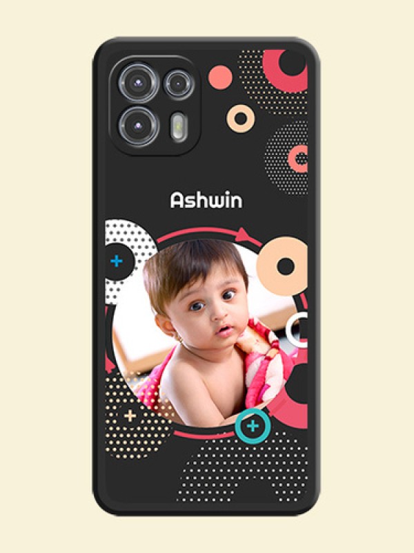 Multicoloured Round Image on Personalised Space Black Soft Matte Cases - Moto Edge 20 Fusion 5G