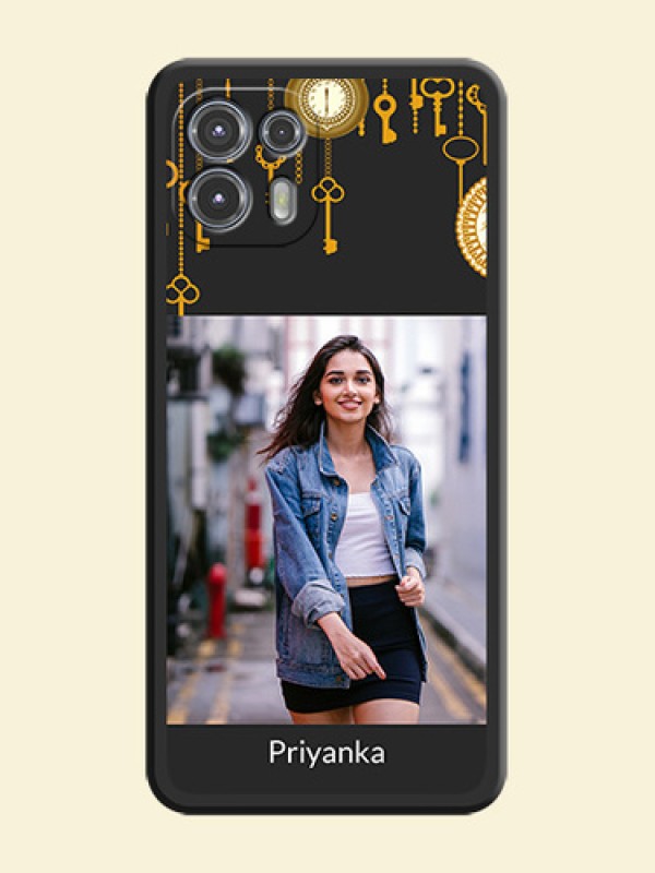 Decorative Design with Text on Space Black Custom Soft Matte Back Cover - Moto Edge 20 Fusion 5G
