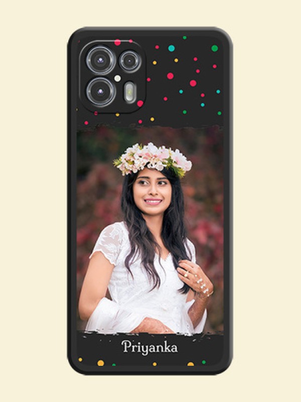Multicolor Dotted Pattern with Text on Space Black Custom Soft Matte Phone Back Cover - Moto Edge 20 Fusion 5G