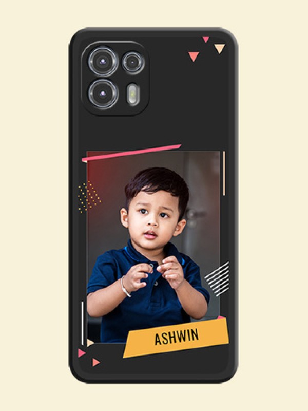Photo Frame with Triangle Small Dots on Photo on Space Black Soft Matte Back Cover - Moto Edge 20 Fusion 5G