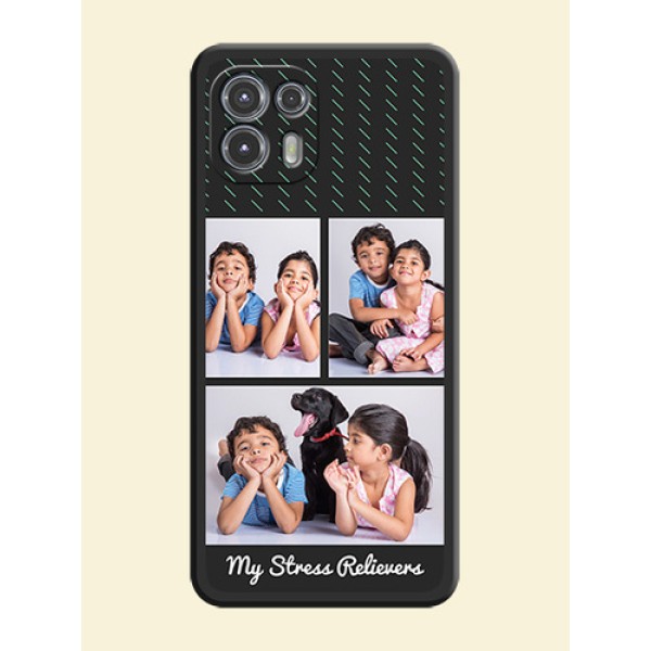 Cross Dotted Pattern with 2 Image Holder on Personalised Space Black Soft Matte Cases - Moto Edge 20 Fusion 5G Cross Dotted Pattern with 2 Image Holder on Personalised Space Black Soft Matte Cases - Moto Edge 20 Fusion 5G