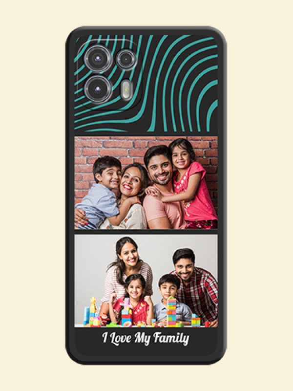Wave Pattern with 2 Image Holder on Space Black Personalized Soft Matte Phone Covers - Moto Edge 20 Fusion 5G