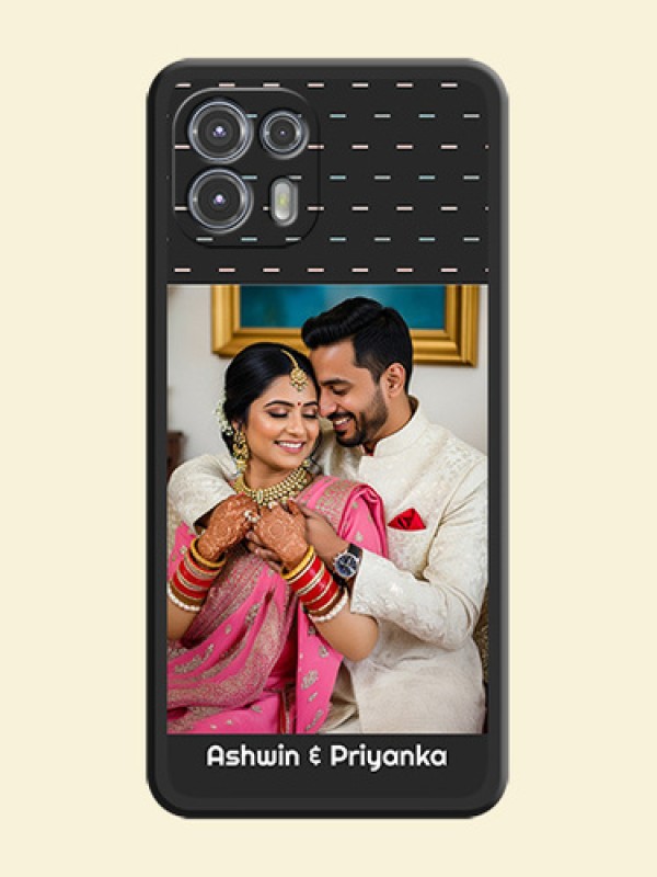 Line Pattern Design with Text on Space Black Custom Soft Matte Phone Back Cover - Moto Edge 20 Fusion 5G