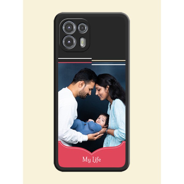Classic Plain Design with Name on Photo on Space Black Soft Matte Phone Cover - Moto Edge 20 Fusion 5G Classic Plain Design with Name on Photo on Space Black Soft Matte Phone Cover - Moto Edge 20 Fusion 5G