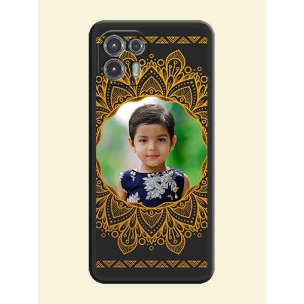 Round Image with Floral Design on Photo on Space Black Soft Matte Mobile Cover - Moto Edge 20 Fusion 5G Round Image with Floral Design on Photo on Space Black Soft Matte Mobile Cover - Moto Edge 20 Fusion 5G
