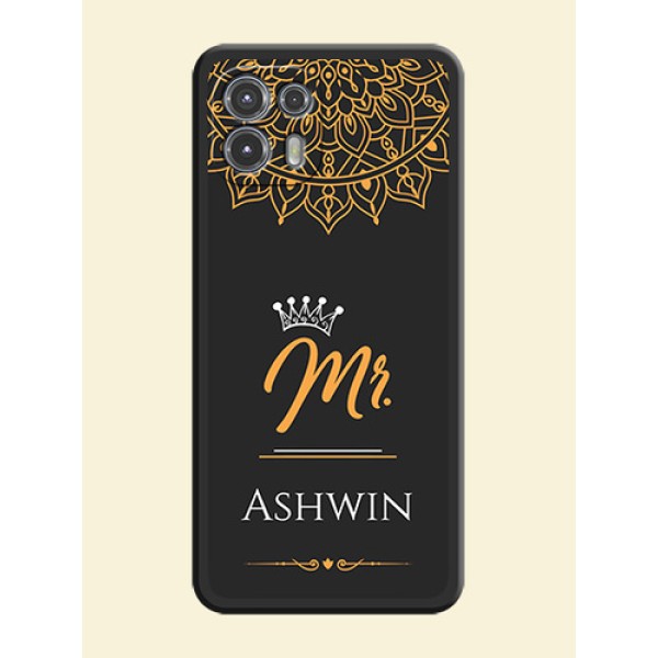 Mr Name with Floral Design on Personalised Space Black Soft Matte Cases - Moto Edge 20 Fusion 5G Mr Name with Floral Design on Personalised Space Black Soft Matte Cases - Moto Edge 20 Fusion 5G