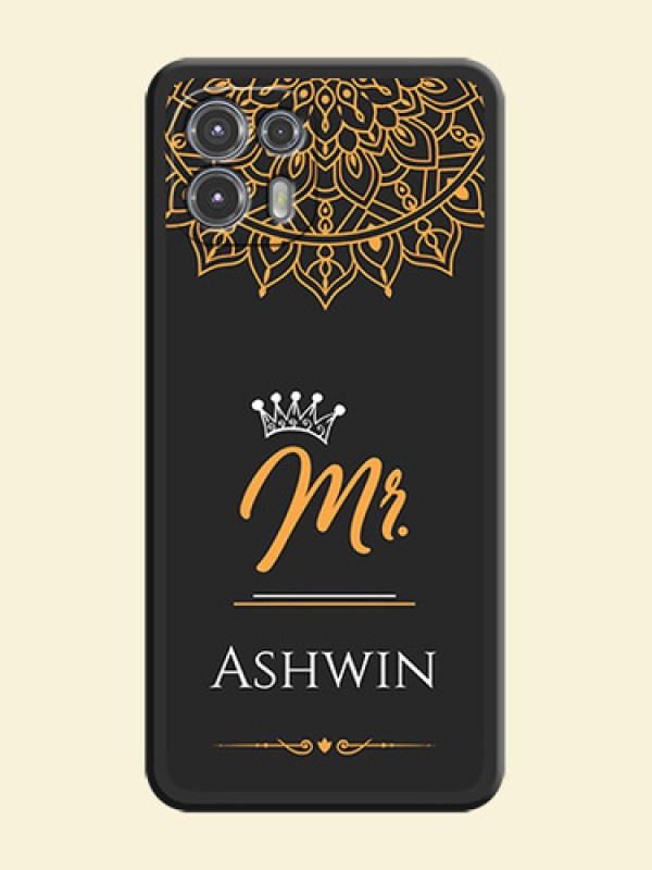 Mr Name with Floral Design  on Personalised Space Black Soft Matte Cases - Moto Edge 20 Fusion 5G