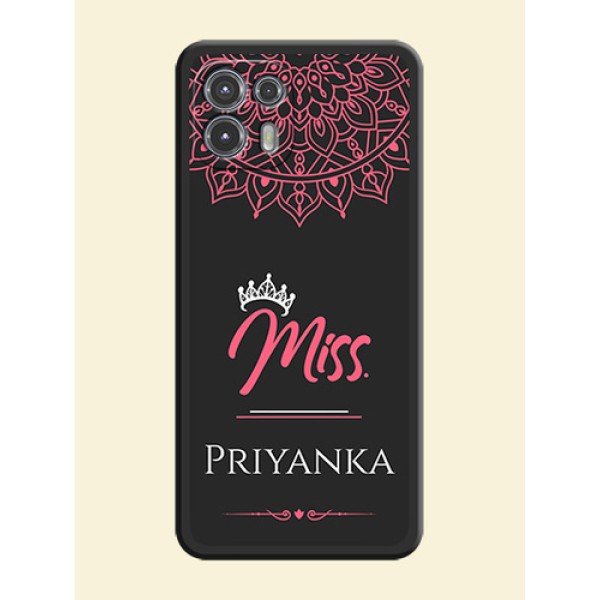 Mrs Name with Floral Design on Space Black Personalized Soft Matte Phone Covers - Moto Edge 20 Fusion 5G Mrs Name with Floral Design on Space Black Personalized Soft Matte Phone Covers - Moto Edge 20 Fusion 5G