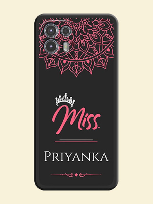 Mrs Name with Floral Design on Space Black Personalized Soft Matte Phone Covers - Moto Edge 20 Fusion 5G
