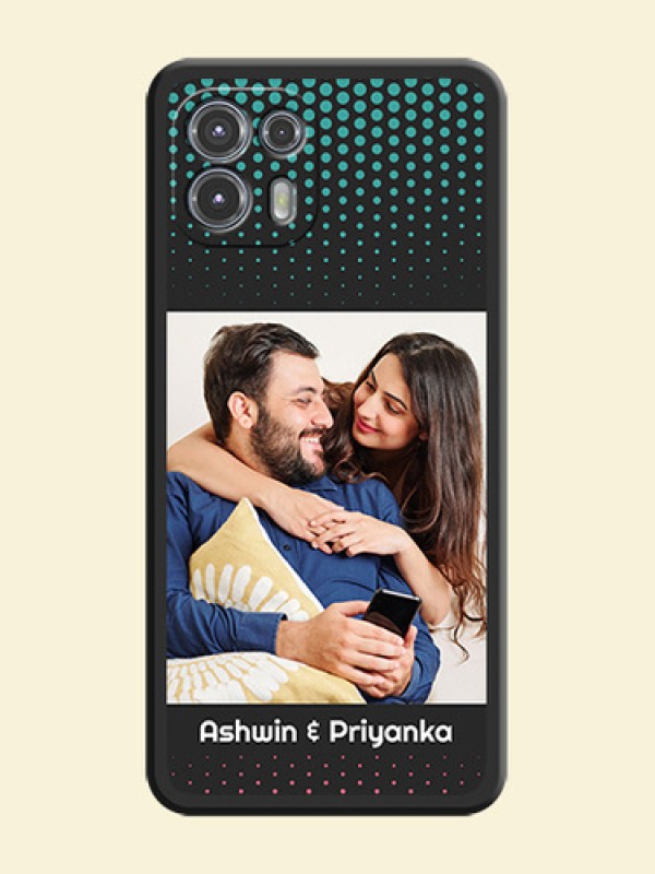 Faded Dots with Grunge Photo Frame and Text on Space Black Custom Soft Matte Phone Cases - Moto Edge 20 Fusion 5G