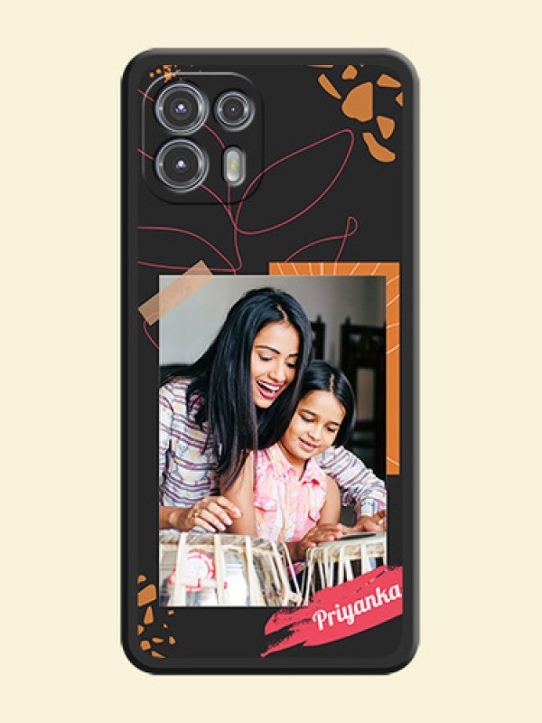 Orange Photo Frame on Space Black Custom Soft Matte Phone Back Cover - Moto Edge 20 Fusion 5G
