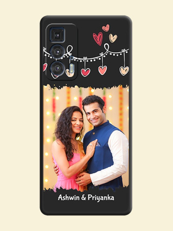 Pink Love Hangings with Name on Space Black Custom Soft Matte Phone Cases - Moto Edge 20 Pro