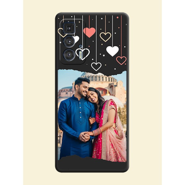 Love Hangings with Splash Wave Picture on Space Black Custom Soft Matte Phone Back Cover - Moto Edge 20 Pro Love Hangings with Splash Wave Picture on Space Black Custom Soft Matte Phone Back Cover - Moto Edge 20 Pro