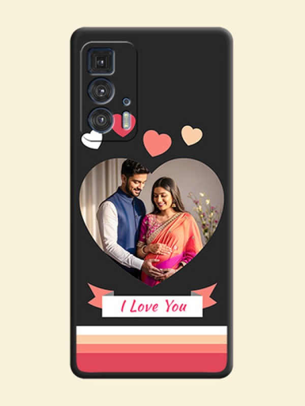 Love Shaped Photo with Colorful Stripes on Personalised Space Black Soft Matte Cases - Moto Edge 20 Pro