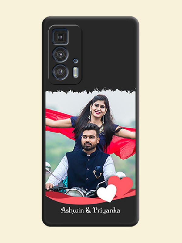 Pin Color Love Shaped Ribbon Design with Text on Space Black Custom Soft Matte Phone Back Cover - Moto Edge 20 Pro