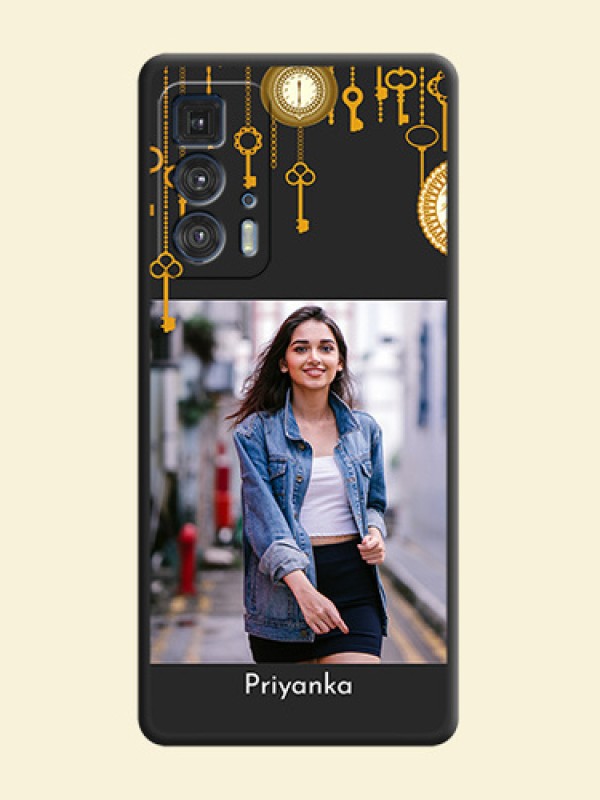 Decorative Design with Text on Space Black Custom Soft Matte Back Cover - Moto Edge 20 Pro