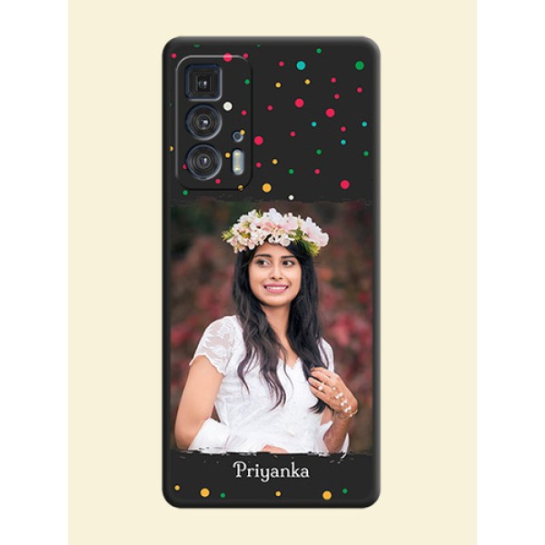 Multicolor Dotted Pattern with Text on Space Black Custom Soft Matte Phone Back Cover - Moto Edge 20 Pro Multicolor Dotted Pattern with Text on Space Black Custom Soft Matte Phone Back Cover - Moto Edge 20 Pro
