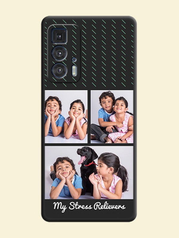 Cross Dotted Pattern with 2 Image Holder  on Personalised Space Black Soft Matte Cases - Moto Edge 20 Pro