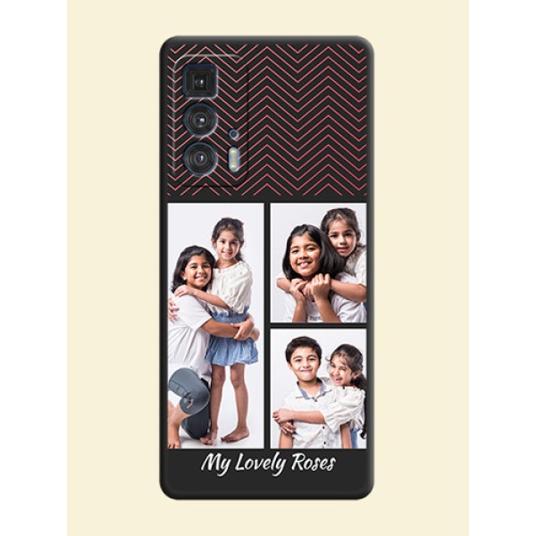 Wave Pattern with 3 Image Holder on Space Black Custom Soft Matte Back Cover - Moto Edge 20 Pro Wave Pattern with 3 Image Holder on Space Black Custom Soft Matte Back Cover - Moto Edge 20 Pro