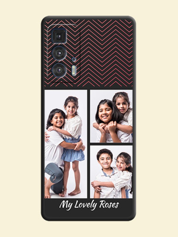 Wave Pattern with 3 Image Holder on Space Black Custom Soft Matte Back Cover - Moto Edge 20 Pro