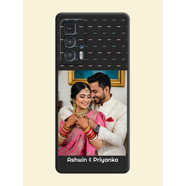 Line Pattern Design with Text on Space Black Custom Soft Matte Phone Back Cover - Moto Edge 20 Pro Line Pattern Design with Text on Space Black Custom Soft Matte Phone Back Cover - Moto Edge 20 Pro