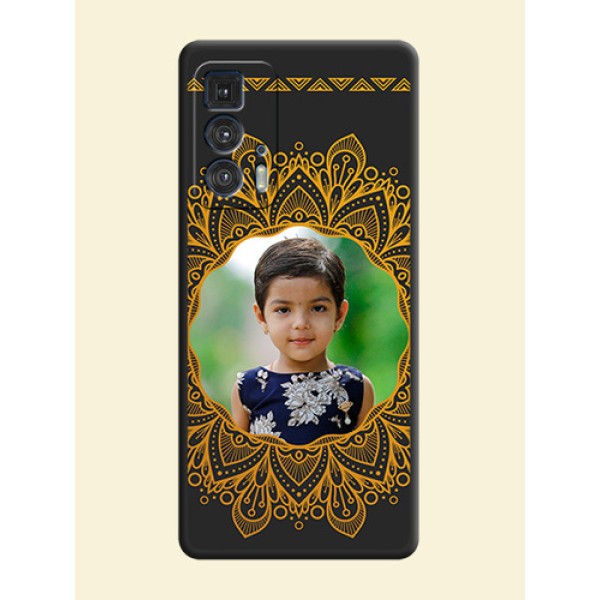 Round Image with Floral Design on Photo on Space Black Soft Matte Mobile Cover - Moto Edge 20 Pro Round Image with Floral Design on Photo on Space Black Soft Matte Mobile Cover - Moto Edge 20 Pro