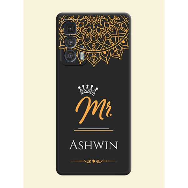 Mr Name with Floral Design on Personalised Space Black Soft Matte Cases - Moto Edge 20 Pro Mr Name with Floral Design on Personalised Space Black Soft Matte Cases - Moto Edge 20 Pro