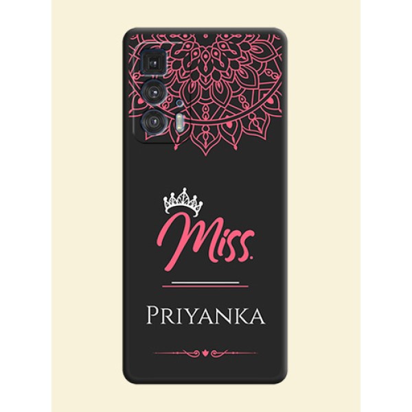 Mrs Name with Floral Design on Space Black Personalized Soft Matte Phone Covers - Moto Edge 20 Pro Mrs Name with Floral Design on Space Black Personalized Soft Matte Phone Covers - Moto Edge 20 Pro