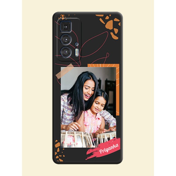 Orange Photo Frame on Space Black Custom Soft Matte Phone Back Cover - Moto Edge 20 Pro Orange Photo Frame on Space Black Custom Soft Matte Phone Back Cover - Moto Edge 20 Pro
