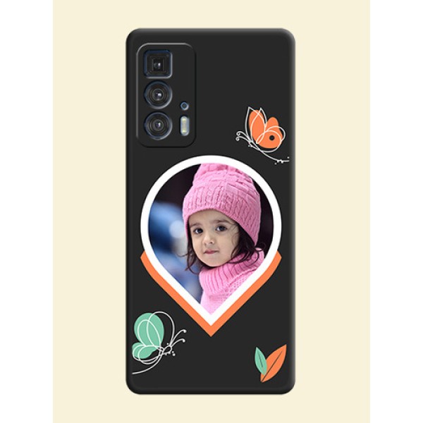 Upload Pic With Simple Butterly Design On Space Black Personalized Soft Matte Phone Covers -Motorola Moto Edge 20 Pro Upload Pic With Simple Butterly Design On Space Black Personalized Soft Matte Phone Covers -Motorola Moto Edge 20 Pro