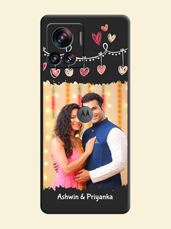 Pink Love Hangings with Name on Space Black Custom Soft Matte Phone Cases - Motorola Moto Edge 30 Ultra