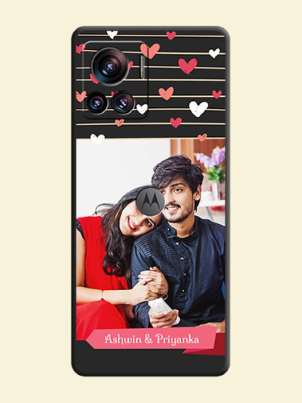 Love Pattern with Name on Pink Ribbon  on Photo on Space Black Soft Matte Back Cover - Motorola Moto Edge 30 Ultra
