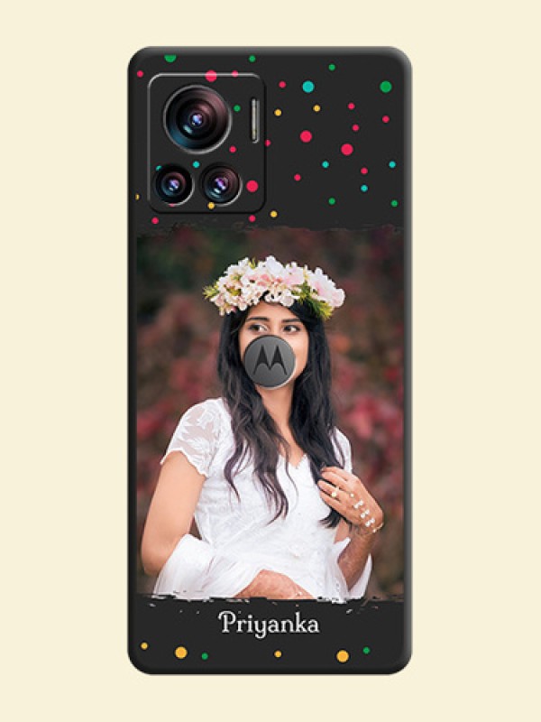 Multicolor Dotted Pattern with Text on Space Black Custom Soft Matte Phone Back Cover - Motorola Moto Edge 30 Ultra