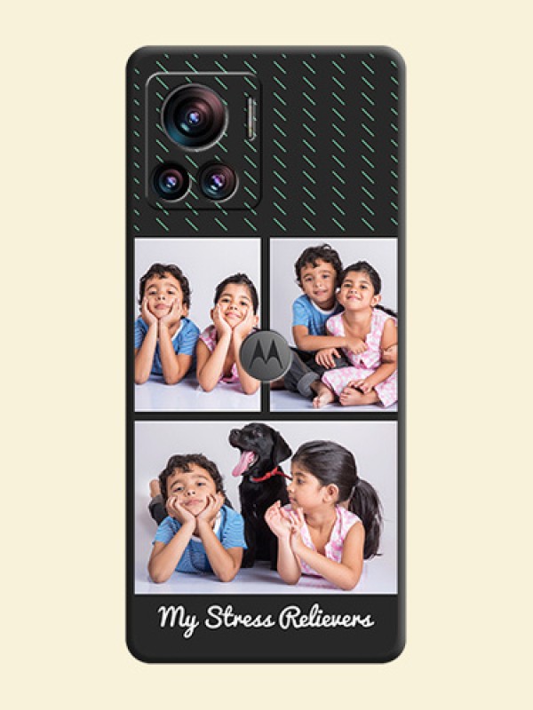 Cross Dotted Pattern with 2 Image Holder  on Personalised Space Black Soft Matte Cases - Motorola Moto Edge 30 Ultra