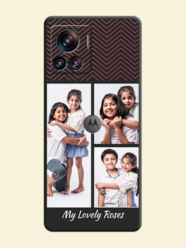 Wave Pattern with 3 Image Holder on Space Black Custom Soft Matte Back Cover - Motorola Moto Edge 30 Ultra