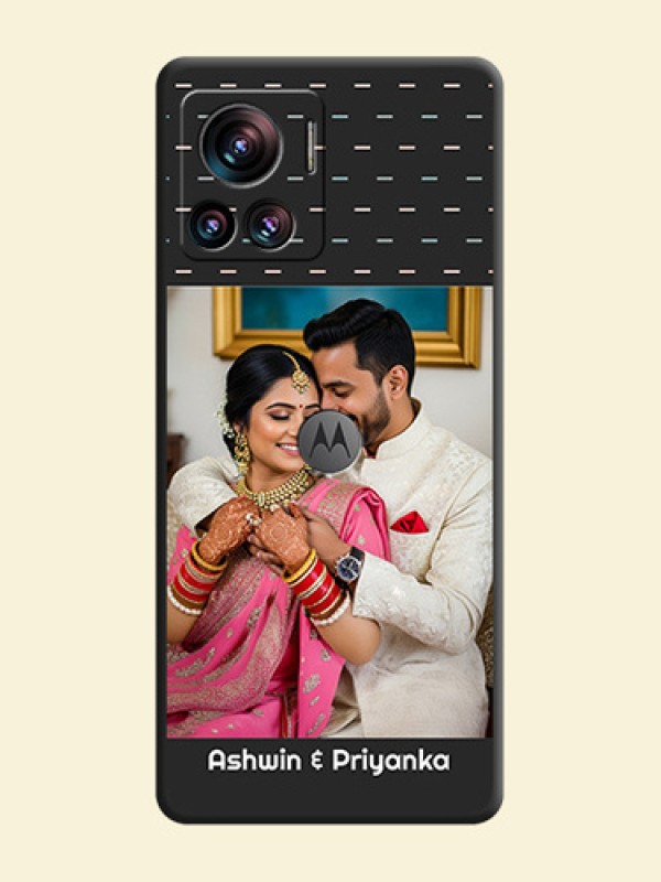 Line Pattern Design with Text on Space Black Custom Soft Matte Phone Back Cover - Motorola Moto Edge 30 Ultra